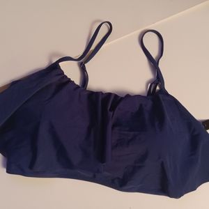Unique & Classic Ruffle Overlay Blue Bikini Top 4XL